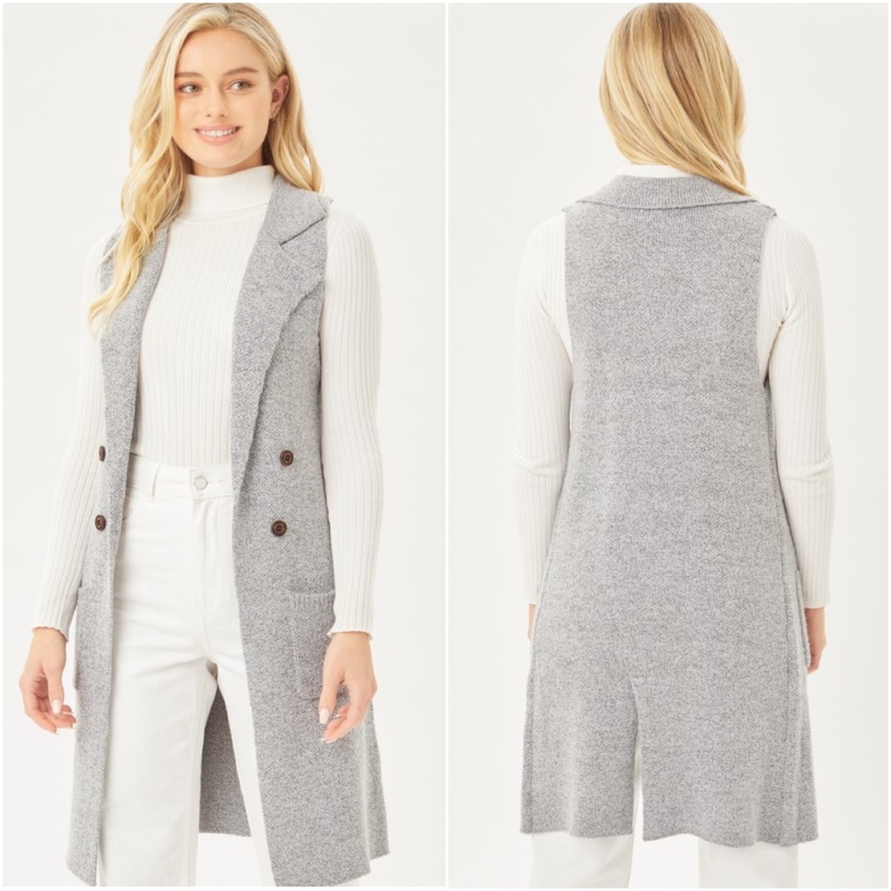 Classic Button Detail Split Hem Vest - Picture 5 of 6